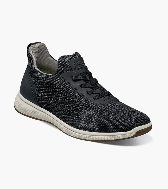 Florsheim Boys Knit Elastic Lace Slip On Sneaker Black Kids Kids Casual