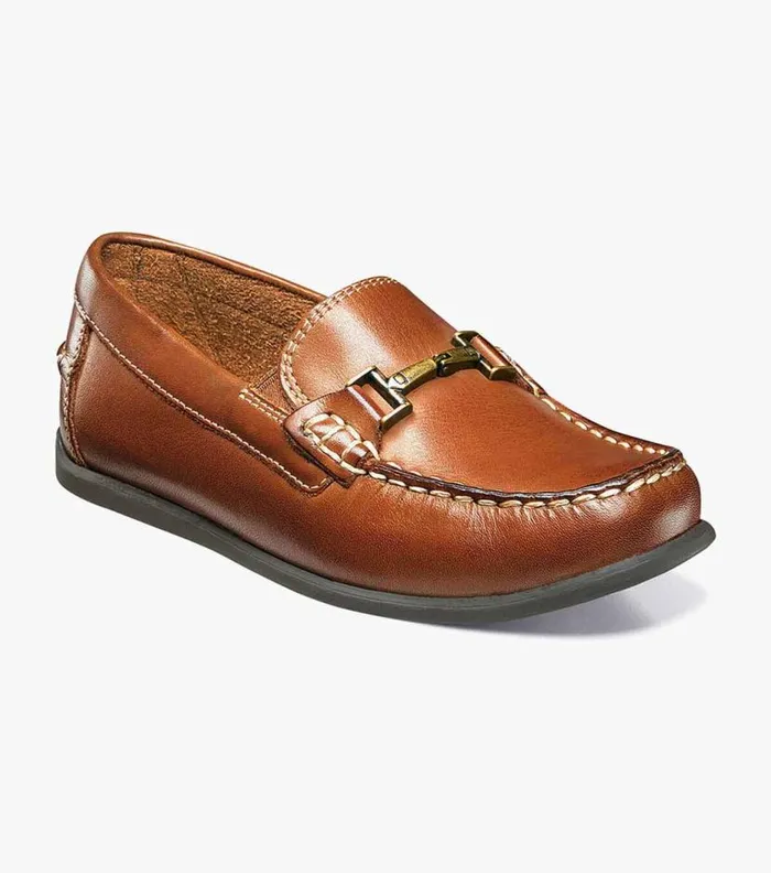 Florsheim Boys Moc Toe Bit Loafer Saddle Tan Kids Kids Dress