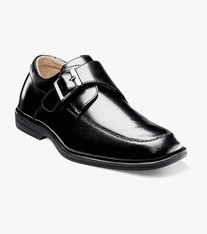 Florsheim Boys Moc Toe Monk Strap Oxford Black Kids Kids Dress