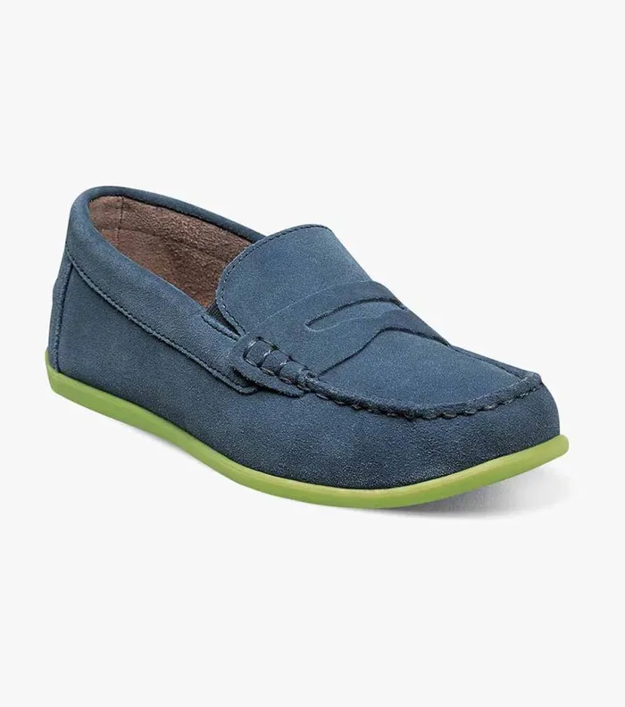 Florsheim Boys Moc Toe Penny Driver Blue Suede Kids Kids Casual