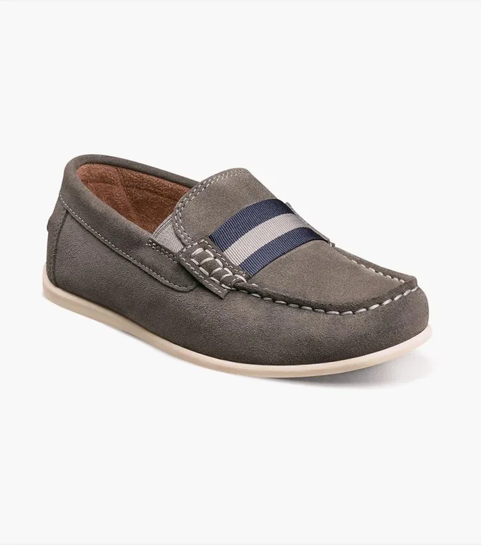 Florsheim Boys Moc Toe Strap Loafer Gray Suede Kids Kids Casual