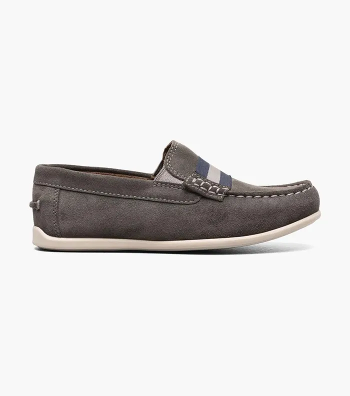 Florsheim Boys Moc Toe Strap Loafer Gray Suede Kids Kids Casual