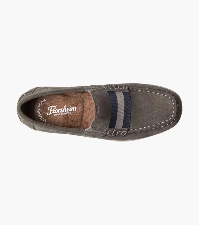 Florsheim Boys Moc Toe Strap Loafer Gray Suede Kids Kids Casual