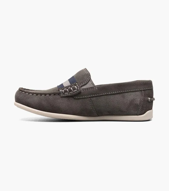 Florsheim Boys Moc Toe Strap Loafer Gray Suede Kids Kids Casual