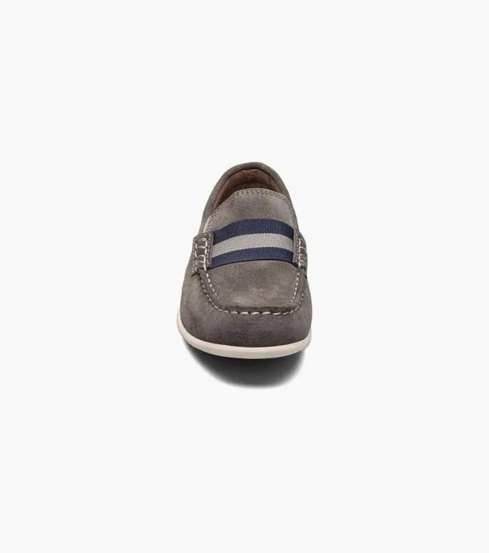 Florsheim Boys Moc Toe Strap Loafer Gray Suede Kids Kids Casual