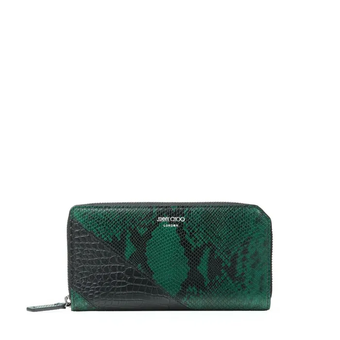 Abiko Black CrocEmbossed Leather And Pine Printed Python Zip Around Wallet Blackpine Men JIMMY CHOO Wallets Abiko Black CrocEmbossed Leather And Pine Printed Python Zip Around Wallet Blackpine Men JIMMY CHOO Wallets