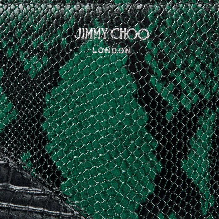Abiko Black CrocEmbossed Leather And Pine Printed Python Zip Around Wallet Blackpine Men JIMMY CHOO Wallets