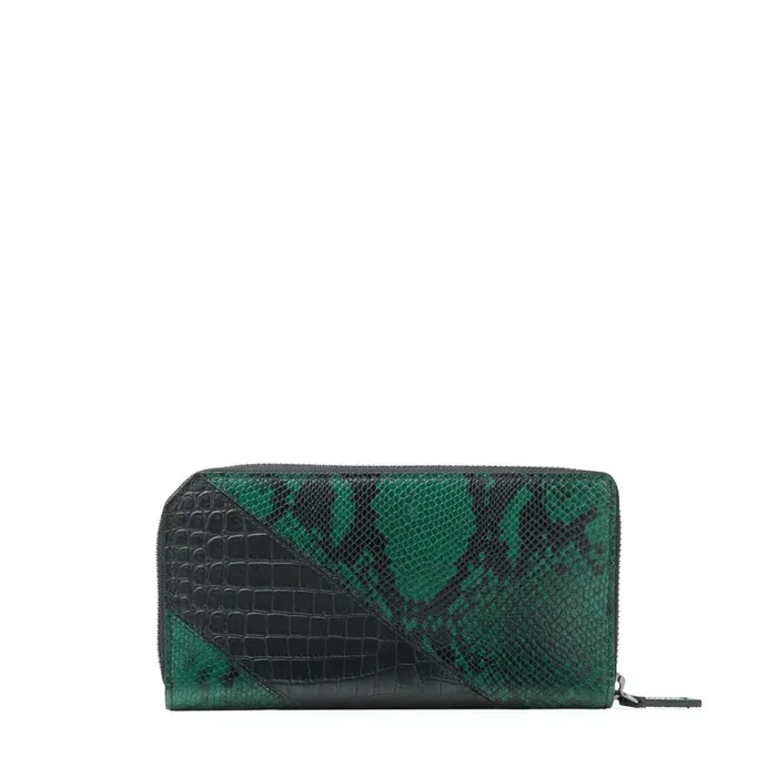 Abiko Black CrocEmbossed Leather And Pine Printed Python Zip Around Wallet Blackpine Men JIMMY CHOO Wallets