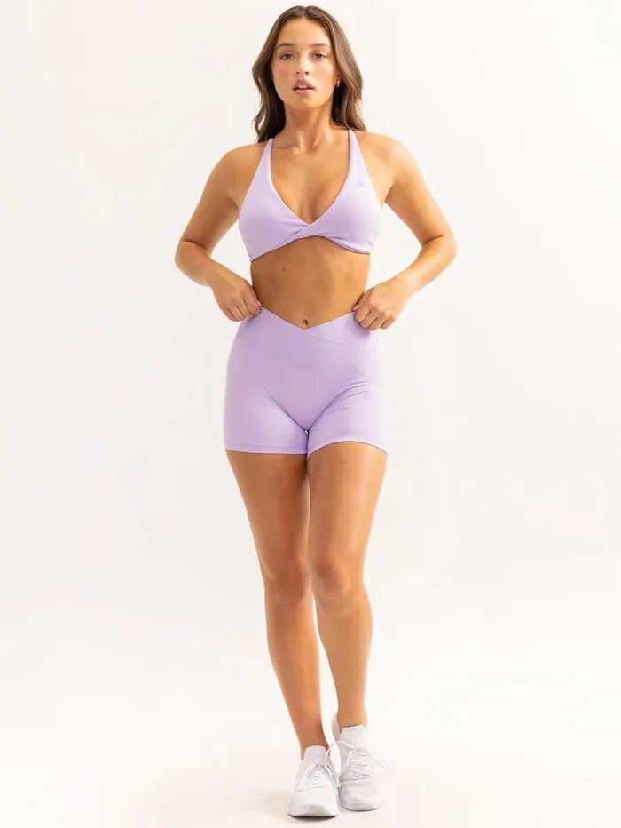 Activate Cross Over Scrunch Shorts 8211 Lavender Women Ryderwear Gym Shorts