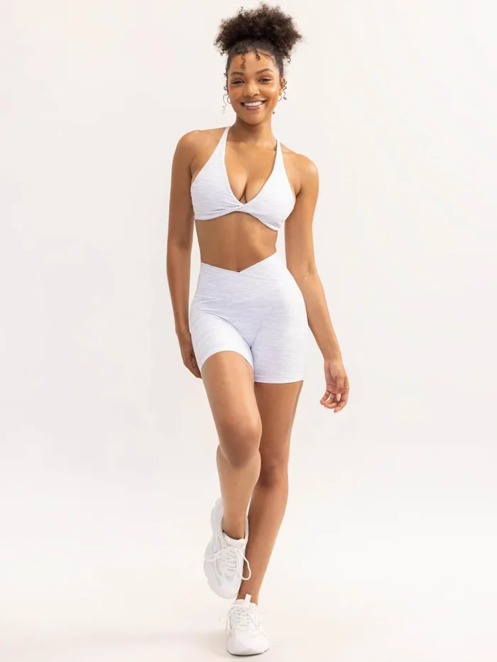 Activate Cross Over Scrunch Shorts 8211 Snow Grey Marl Women Ryderwear Gym Shorts