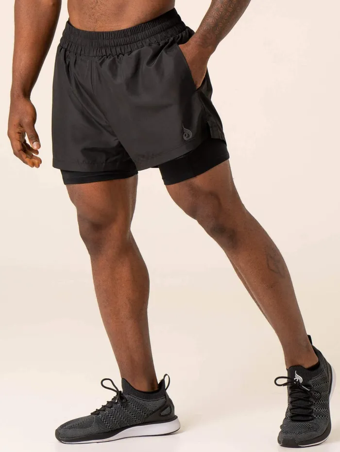 Advance 2 In 1 Training Short 8211 Black Men Ryderwear Gym Shorts