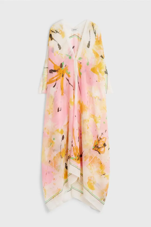 Agave Floral Caftan Whipped Creamsaffron Women Rodebjer Dresses and Caftans