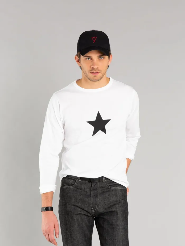 Agns B Artist039s Collection Men White Long Sleeves Coulos Star Tshirt