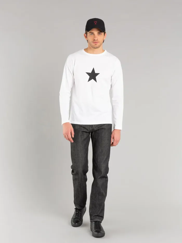 Agns B Artist039s Collection Men White Long Sleeves Coulos Star Tshirt