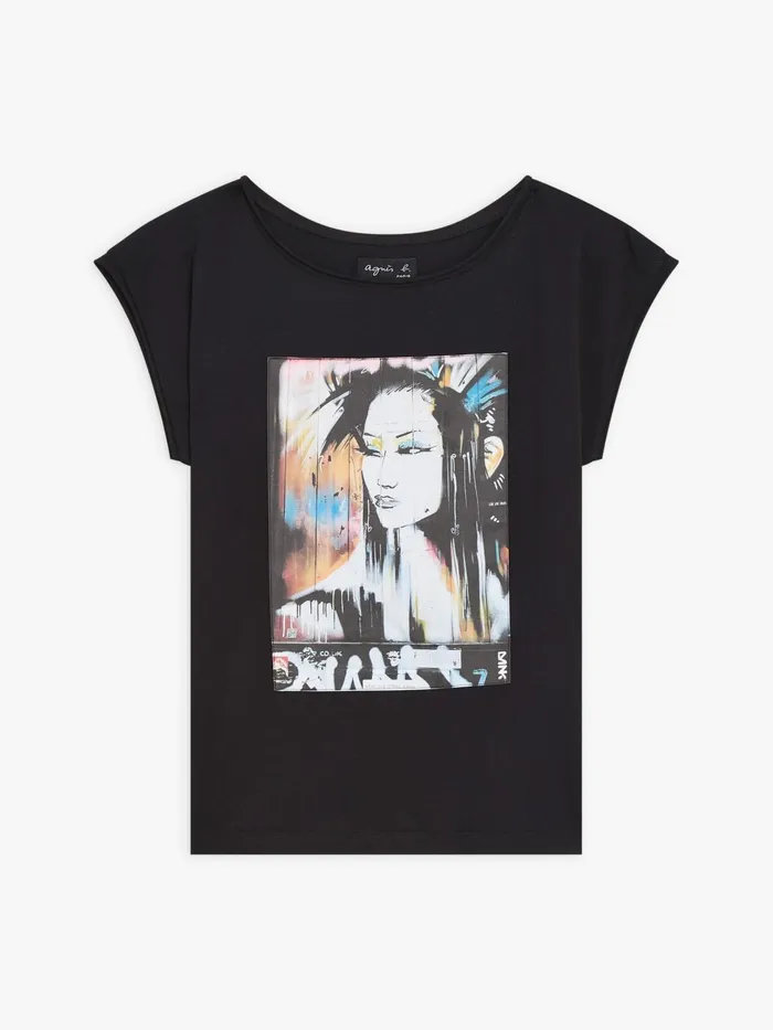 Agns B Artist039s Collection Women Black Cotton Jersey Artist Dan Kitchener Fragile Tshirt Agns B Artist039s Collection Women Black Cotton Jersey Artist Dan Kitchener Fragile Tshirt