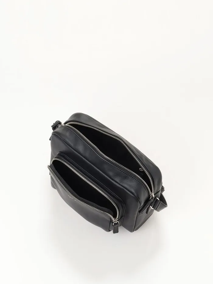 Agns B Bags Women Large Black Leather Shoulder Bag