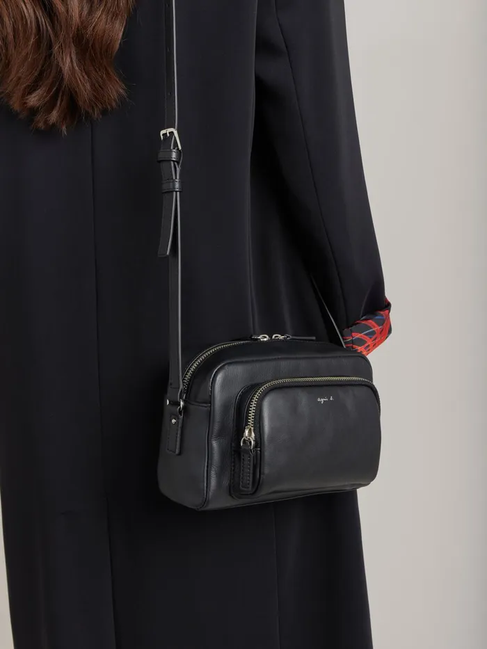 Agns B Bags Women Large Black Leather Shoulder Bag