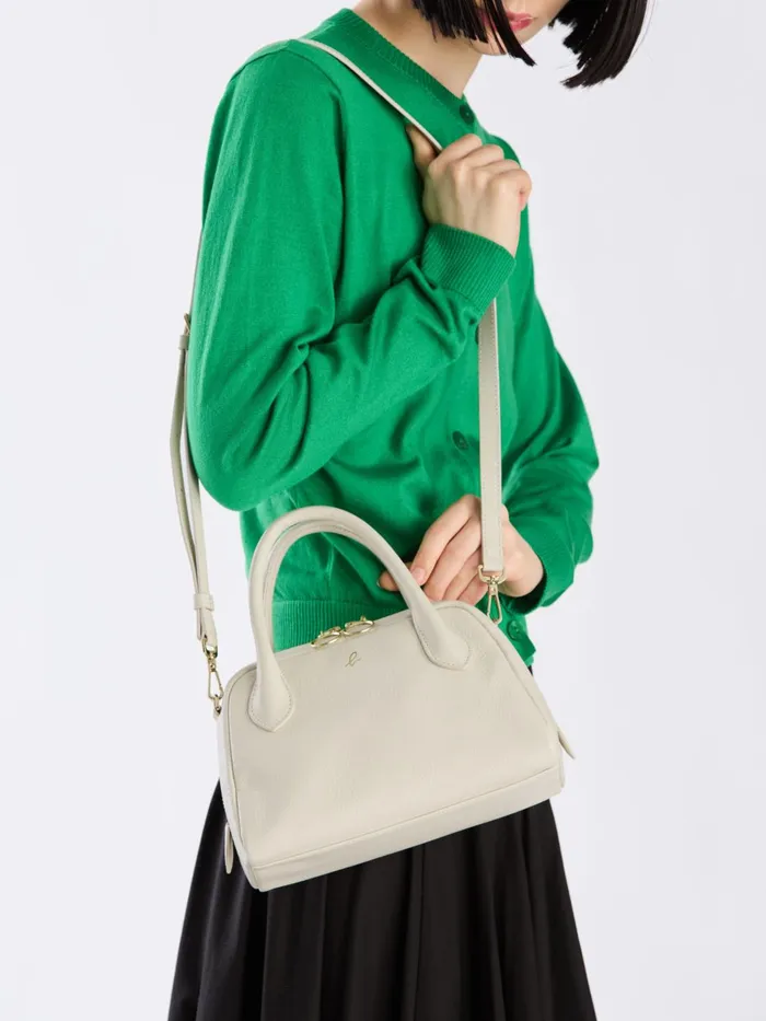 Agns B Bags Women White Leather Boston Bag