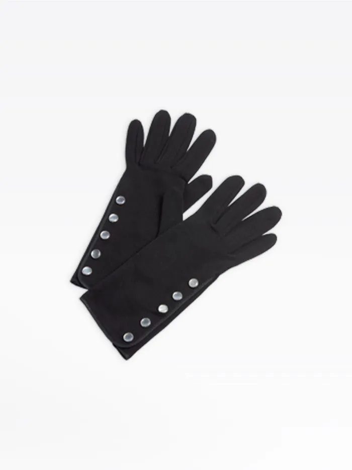 Agns B Beanies and Gloves Women Black Snap Gloves