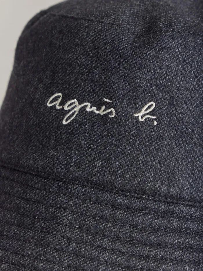 Agns B Caps and Hats Men Grey Wool Flannel Janis Bucket Hat