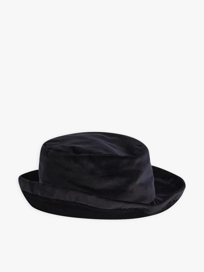 Agns B Caps and Hats Women Black Cotton Velours Ulla Hat