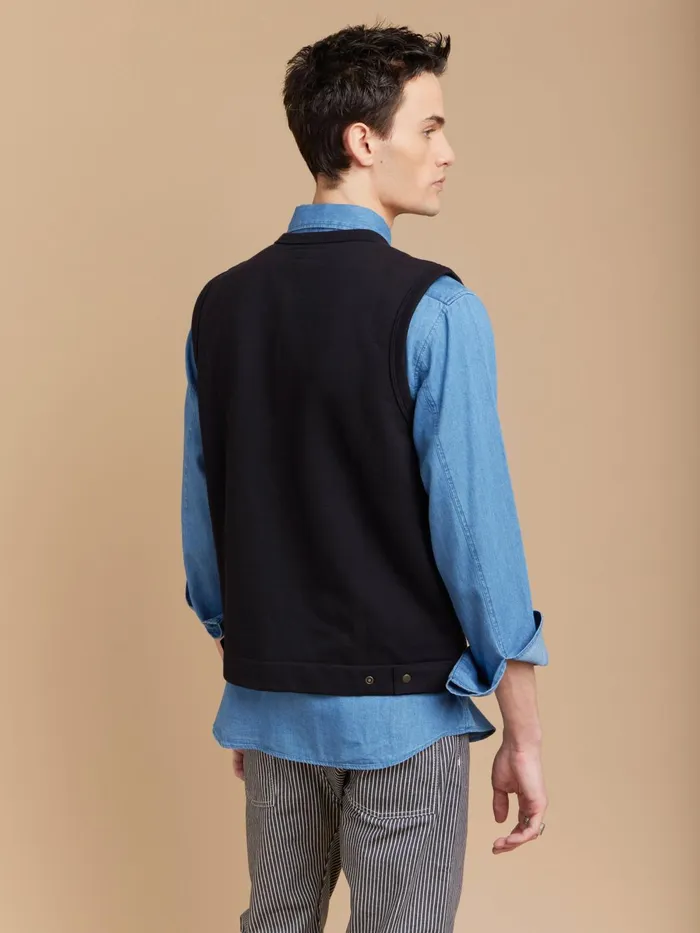 Agns B Cardigans Men Black Azur Sleeveless Cotton Fleece Cardigan