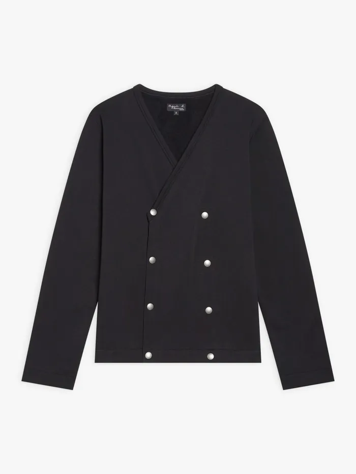 Agns B Cardigans Men Black Cotton Fleece Roady Cardigan