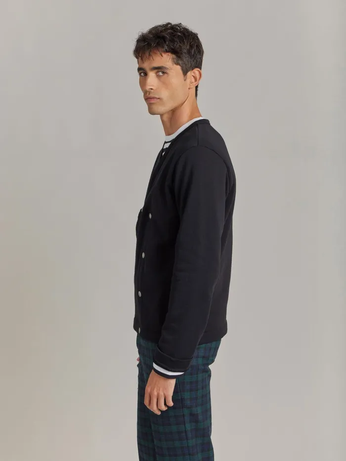 Agns B Cardigans Men Black Cotton Fleece Roady Cardigan