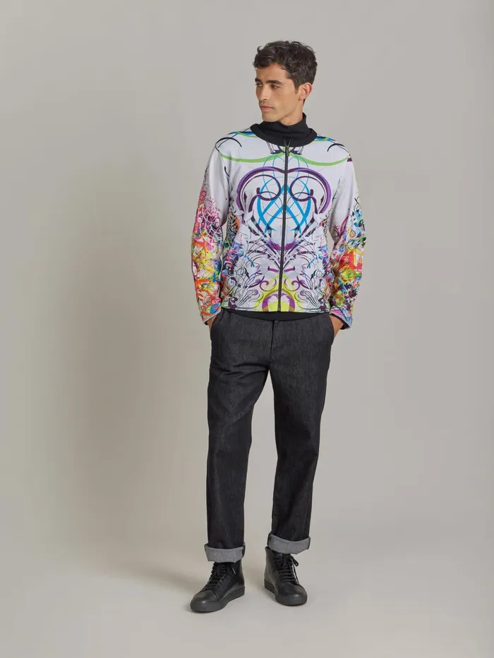 Agns B Cardigans Men Cotton Jersey Zip Cardigan Artist Ryan McGinness