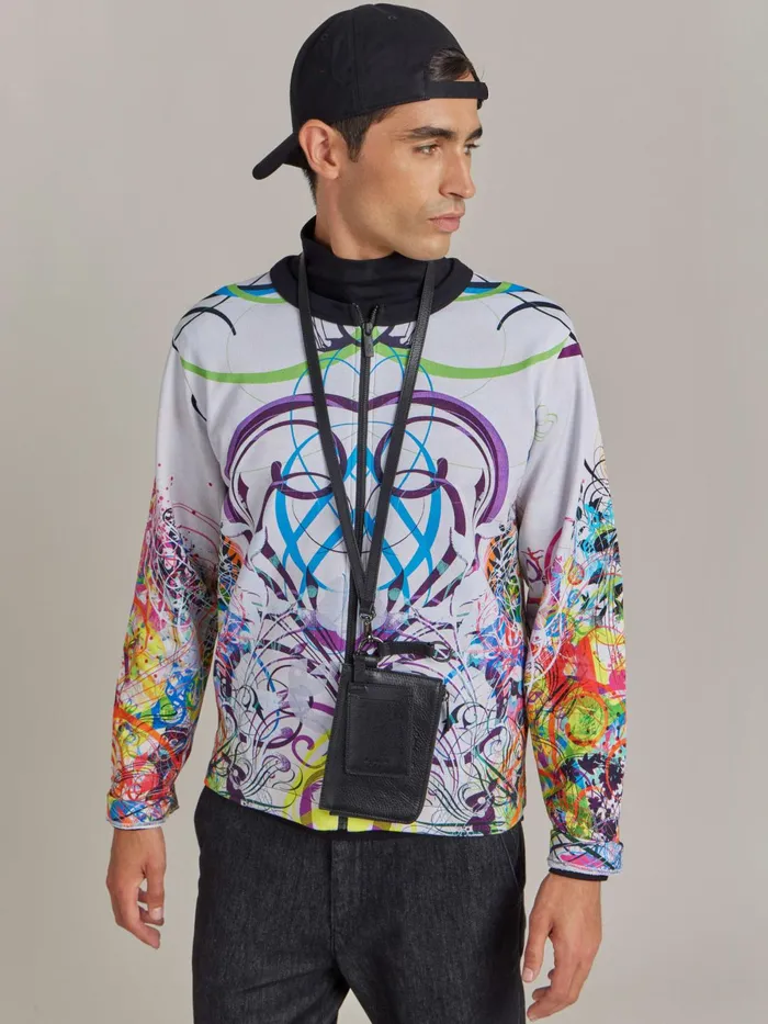 Agns B Cardigans Men Cotton Jersey Zip Cardigan Artist Ryan McGinness
