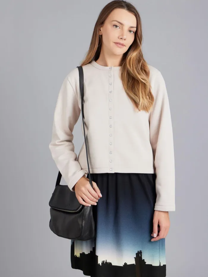 Agns B Cardigans Women Beige Le Classique Fleece Snap Cardigan