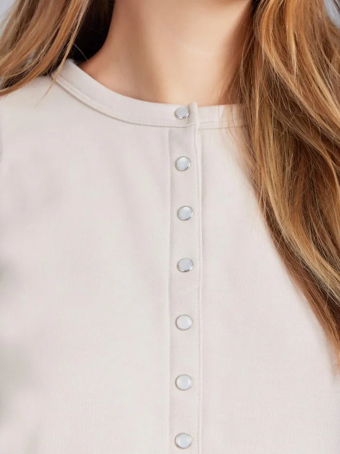 Agns B Cardigans Women Beige Le Classique Fleece Snap Cardigan