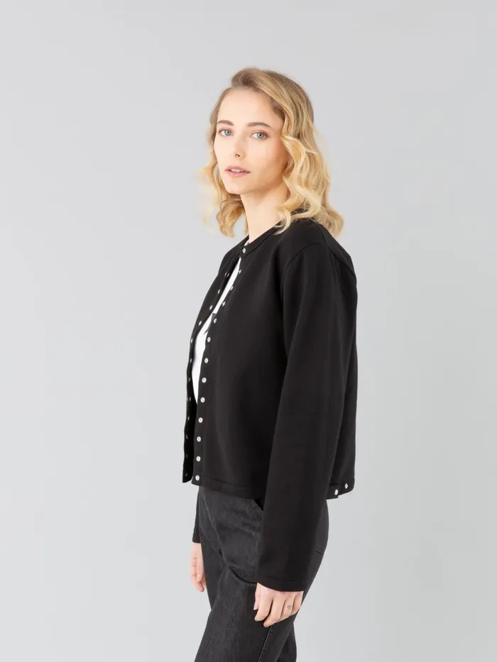 Agns B Cardigans Women Black Fleece Le Classique Snap Cardigan