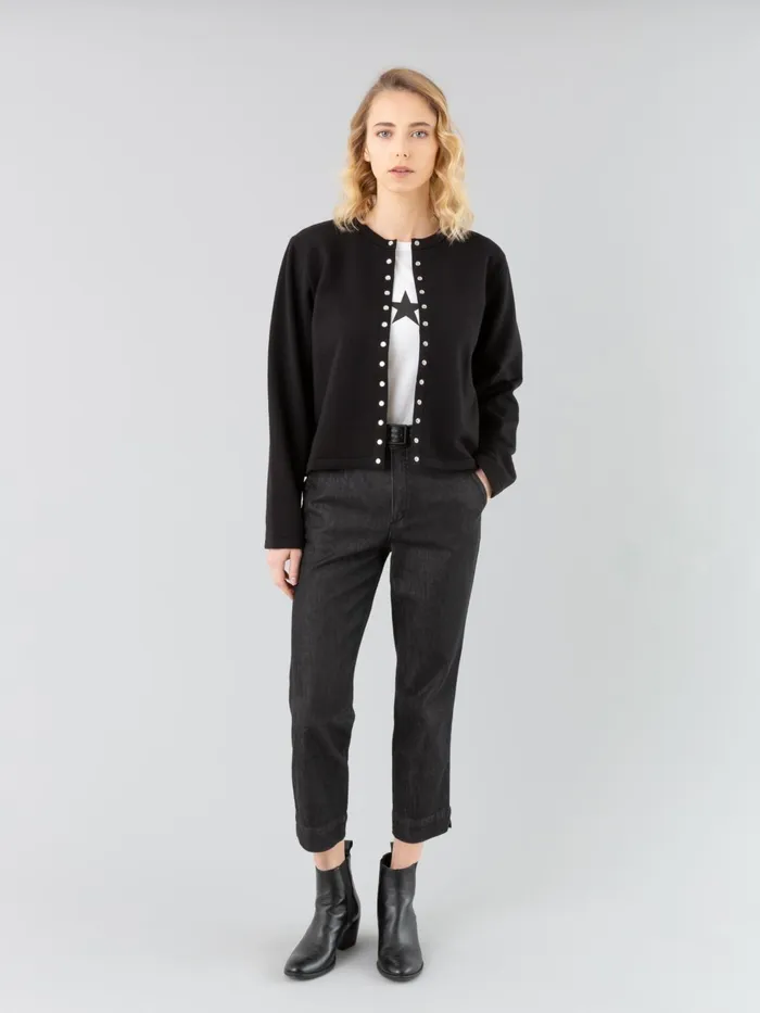 Agns B Cardigans Women Black Fleece Le Classique Snap Cardigan