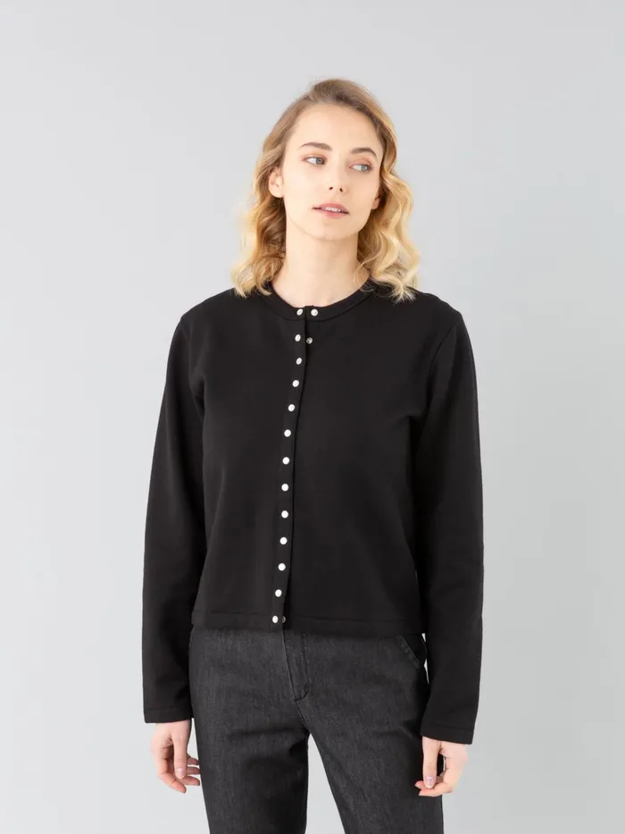 Agns B Cardigans Women Black Fleece Le Classique Snap Cardigan