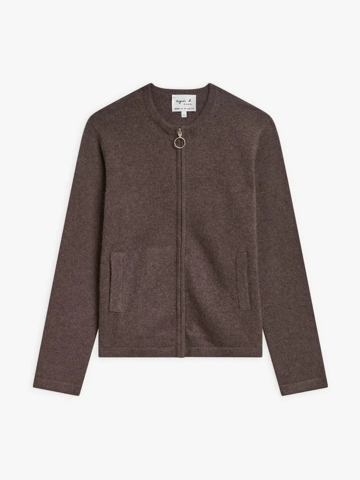 Agns B Cardigans Women Brown Cashmere Zip Cardigan