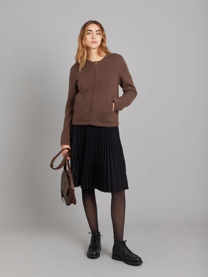 Agns B Cardigans Women Brown Cashmere Zip Cardigan