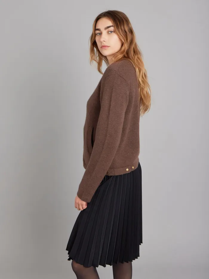 Agns B Cardigans Women Brown Cashmere Zip Cardigan