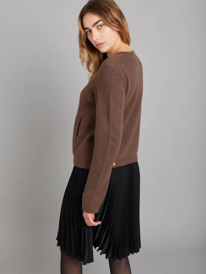 Agns B Cardigans Women Brown Cashmere Zip Cardigan