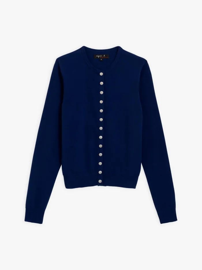 Agns B Cardigans Women Dark Blue Cotton Swing Snap Cardigan