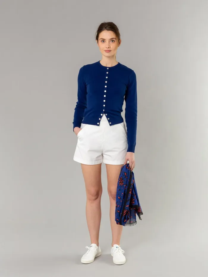 Agns B Cardigans Women Dark Blue Cotton Swing Snap Cardigan
