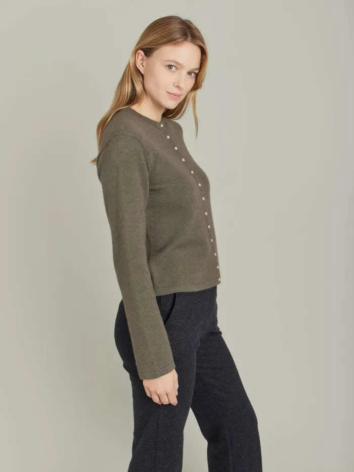 Agns B Cardigans Women Green 12 Ans Cashmere Snap Cardigan