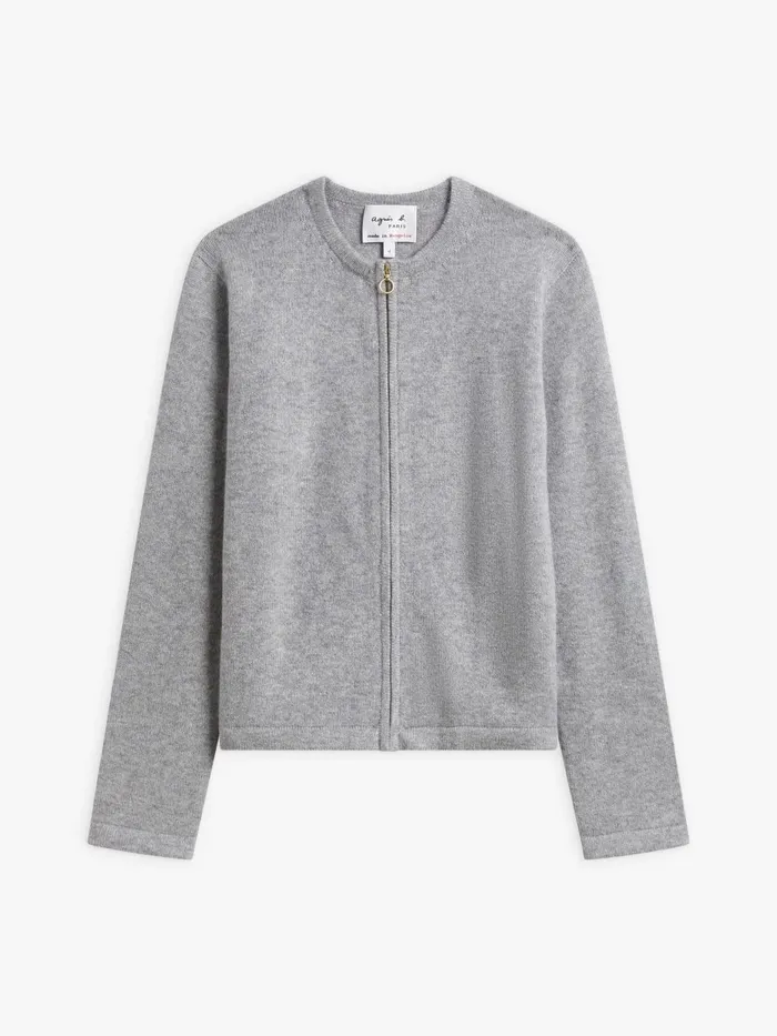 Agns B Cardigans Women Grey Cashmere Zip Cardigan