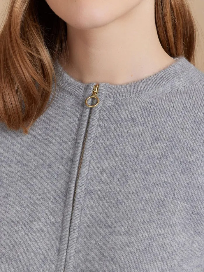 Agns B Cardigans Women Grey Cashmere Zip Cardigan