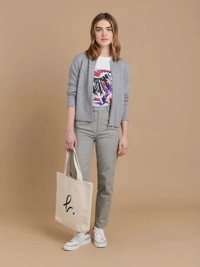 Agns B Cardigans Women Grey Cashmere Zip Cardigan