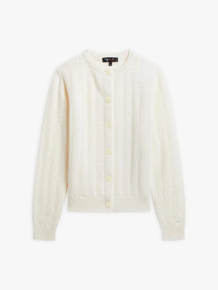 Agns B Cardigans Women White Pointelle Wool Cardigan