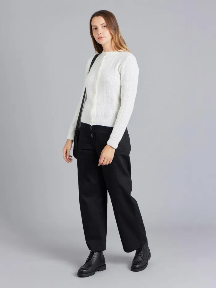 Agns B Cardigans Women White Pointelle Wool Cardigan