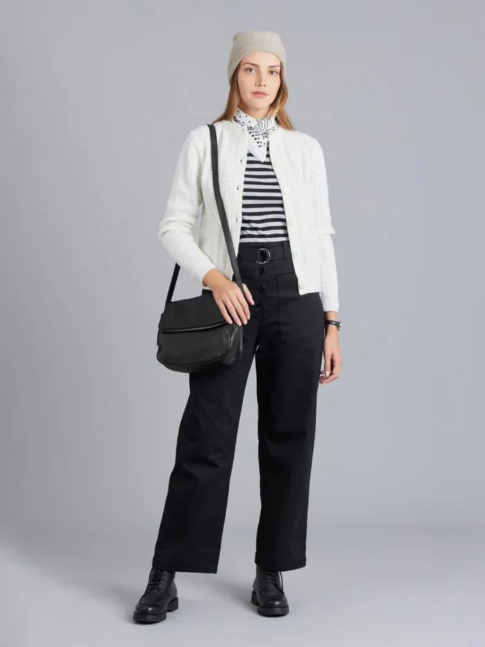 Agns B Cardigans Women White Pointelle Wool Cardigan