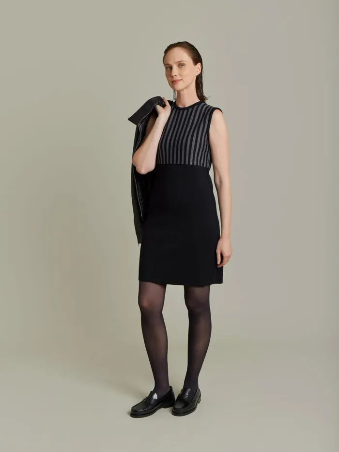 Agns B Dresses Women Black Merino Wool Trefle Dress