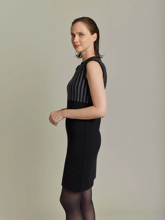 Agns B Dresses Women Black Merino Wool Trefle Dress